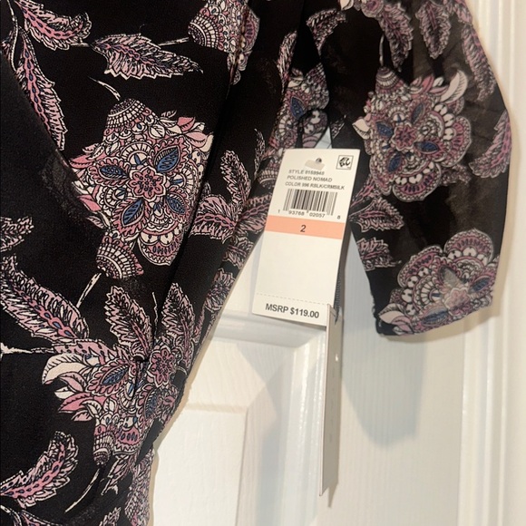 1.State Black and Pink Floral Mini Dress size 2 - Picture 4 of 7